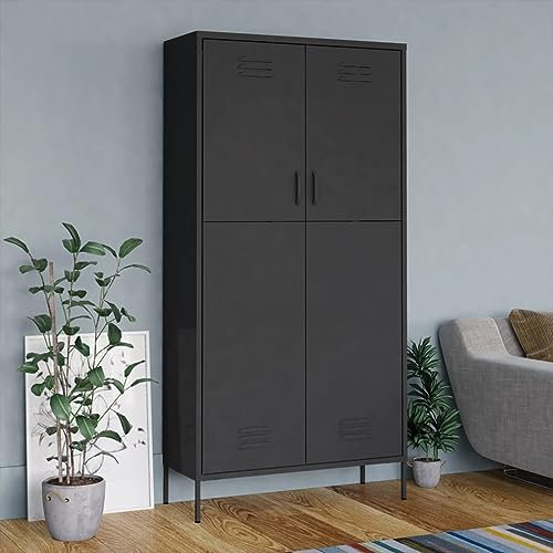BaraSh Kleiderschrank Anthrazit Allzweckschrank 90x50x180 cm Stahl Schmaler Schrank