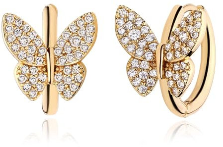 Jenosy Gold Schmetterling Creolen Ohrringe - Zarte Schmetterling Design, Leichte Knorpel Huggie, Hypoallergene 18K Vergoldet Modeschmuck für Frauen und Mädchen
