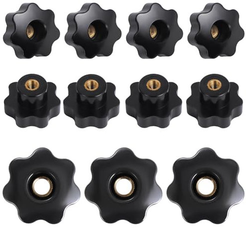 HSEAMALL 10 pièces écrou à poignée-étoile M8 écrou à oreilles bouton de serrage femelle filetage plastique à travers trou tête-étoile pour machine-outil, noir