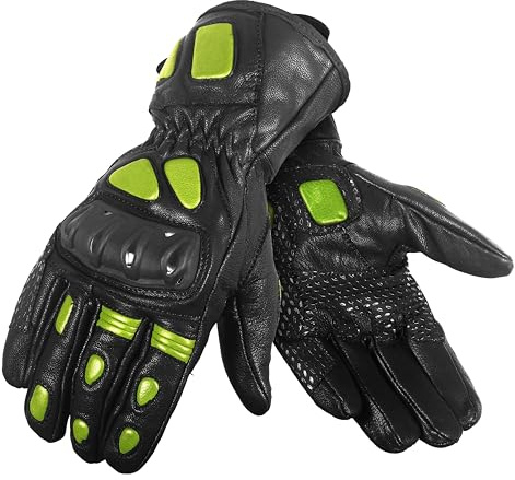 Buchii Summer Motorcycle Gloves Goat Leather TPU Hard Knuckle Protector Touchscreen Motorbike Gloves Mens with Strap Closure Double Layer Amara Silicone on Palm for Extra Grip