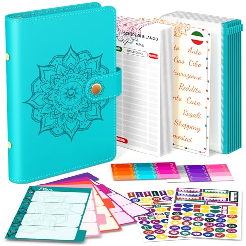 Money Binder Italiano, Cash Stuffing, Budget Planner Italiano, Il Libro del Risparmio, Agenda Quaderni ad Anelli, Agenda Risparmio Soldi Organizer con Buste, Accessori Personalizzati Locali (blu)