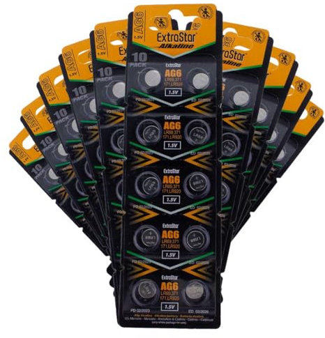 A2ZWORLD Lot de 100 Piles Bouton LR921/LR920 LR69 171 371, Pile alcaline AG6 1,5 V (10 Paquets de 10 Piles)