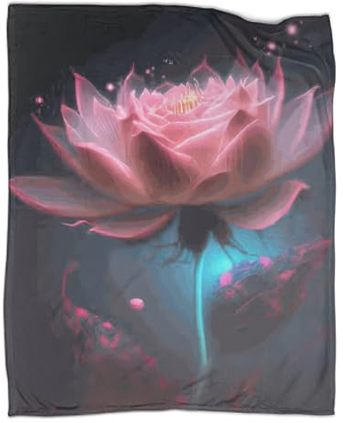 JYJLRJ Coperta da viaggio primaverile per adulti, coperta in flanella con stampa loto 3D Coperte calde primaverili Coperta morbida in peluche 60x80 pollici (150x200 cm)