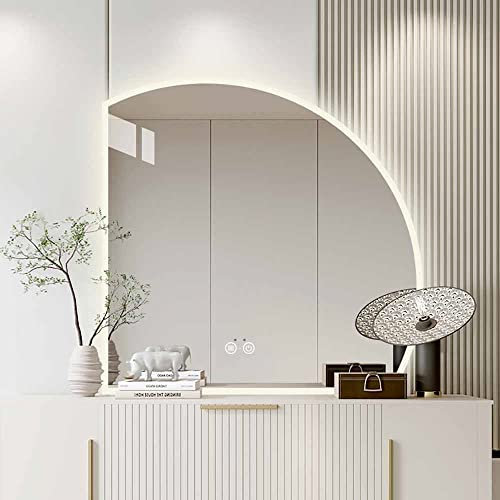 Specchio da Parete per Bagno,Specchio da Bagno dimmerabile Intelligente,Specchio da Parete antiappannamento,Specchio per Trucco a Mezzaluna,specchi retroilluminati per Soggiorno d'ingresso,SPE