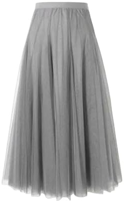 FXSMCXJ Lång kjol hög midja rosa tyllkjol vintage för kvinnor svart lång tyllkjolar kvinnor puffig rosa maxi nätkjol, Ljusgrå, 90cm-Elastic waist