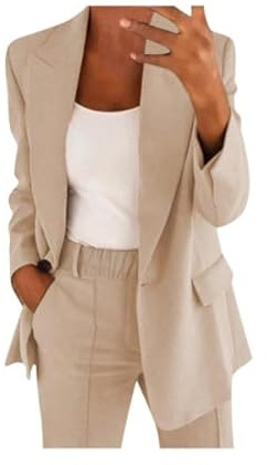 AACH Hosenanzüge für Damen Elegant Blazer Anzug Set Einfarbig Streetwear Zweiteilig Hosenanzug Business Modern Anzughose Revers Slim Fit Sportlich Büro Outfit Anzugjacke Sommer Freizeitanzug