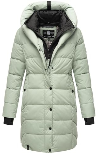 Navahoo Damen Winterjacke lang gesteppte Winter Jacke warm Kapuze B959 [B959-Knutschi-Smok-Mint-Gr.M]
