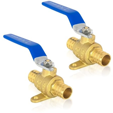 GUOFIS PEX Ball Valve with Drop Ear,3/4-Inch PEX Full Port Shut-off Valve(2Pack,Blue Handle)