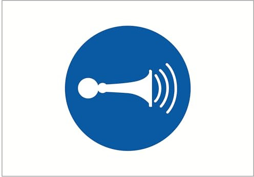 Indigos UG - Schild Hupe Laut Schild - 148x105 - Hotel, Firma, Schutz, KITA, Arzt, Praxis - Sicherheit - Warnung - Aluverbundplatte 3mm, Wohnung - Hinweisschild - Warnschild