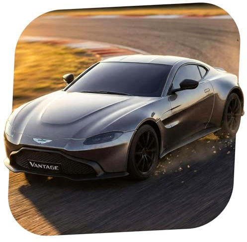 Lizenziertes RC Modellauto Aston Martin Vantage 1:24 mit LED ab 14 Jahren | 2,4-GHz-Fernsteuerung, Ready-to-Drive, grau, ca. 7 km/h und 15 m Reichweite; für Vitrine und RC-Hobby
