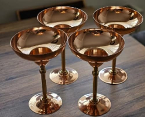 VIVIANA LONDON Handmade Copper Margarita Glasses | Set of 2 Premium Cocktail Drinkware | Artisan Barware for Margaritas & Mixed Drinks