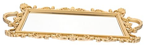 Cabilock Retro Stil Schminktisch Tablett Eleganter Schmuck Organizer mit Spiegel als Dekoration und Praktische Aufbewahrung für Zuhause oder Unterwegs