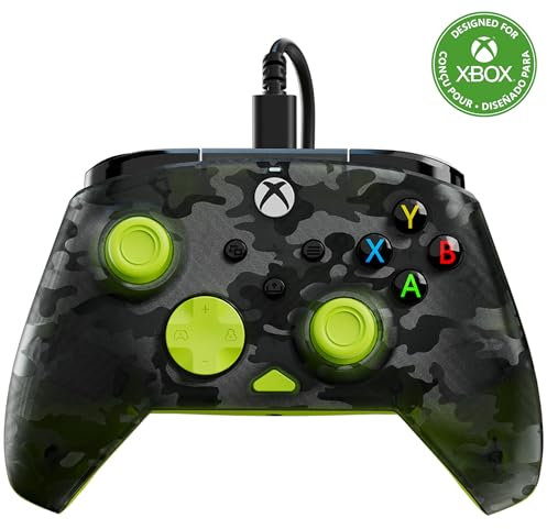 Turtle Beach Rematch Core Ghost Camo Nero/Giallo - Gamepad cablato - Con licenza per Xbox Series XS, Xbox One e PC - Pulsanti audio, motori Rumble e grilletti a impulsi, cavo da 3 m