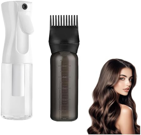 2 Stück Sprühflasche Haare Locken Set,Haaröl Applikator Flasche,Water Spray Bottle Hair,Wassersprühflasche Haare,170ml Hair Oil Applicator Scalp,Haarapplikator,200ml Feinsprühflasche für Colorationen