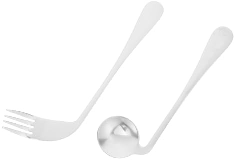 ELAYARD Juego de Cuchara y Tenedor en Ángulo Rehabilitación, Ligero Acero Inoxidable, Utensilios Ergonómicos para Alimentación de Personas Mayores