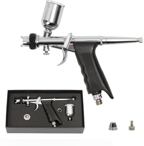 Colima Advanced Series Dual Action Airbrush-Kit – 0,6 mm Nadeln, 0,6 g Becher – Professionelle Airbrushpistole für Make-up, Modellmalerei, Nagelkunst, Tattoo, verbessertes Präzisionsdesign und