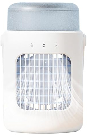 Aire acondicionado portátil | Ventilador de refrigeración de 9.25 pulgadas | Enfriador de aire evaporativo personal | Miniventilador de humidificación silencioso recargable de 3 velocidades con luz de