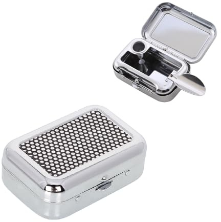 JDXun 2 Stück Aschenbecher, Edelstahl Quadratischer Taschen Aschenbecher Geruchsdicht Mit Deckel, Tragbarer Mini Taschenaschenbecher Mit Zigarettenablage für Reisen, Camping (Schwarz)