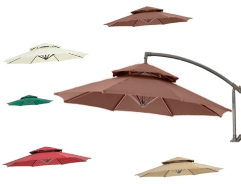 Ersatzdach für 300 cm Balkonschirm, 8 Rippen, rund, wasserdicht, Sonnenschutz, Outdoor, Terrasse, Unterstand (Kaffeebraun 3 m)