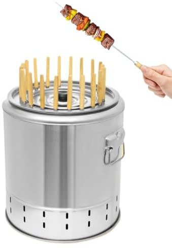 Barbecue portatile a carbonella in acciaio inox senza fumo for picnic campeggio patio cucina all'aperto