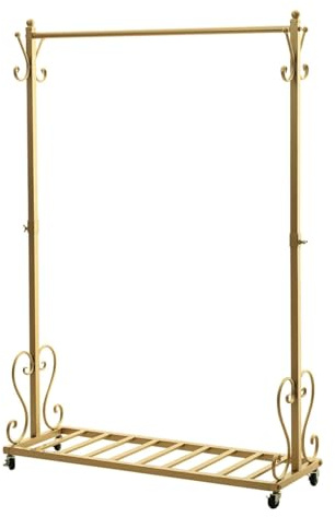 XCRFKGW Kleiderständer aus Metall mit Rädern, freistehender Garderobenständer, Wäscheständer für den Innenbereich, multifunktionaler Kleiderbügel für Schlafzimmer, Eingang, Gold (80CM)