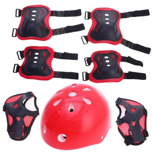 Anneome Protettivo per Skateboard e Ciclismo con Casco Rinforzato Rosso Ginocchiere e Gomitiere Comfort per Sport All Aperto di Sicurezza per Roller Monopattino e Pattinaggio