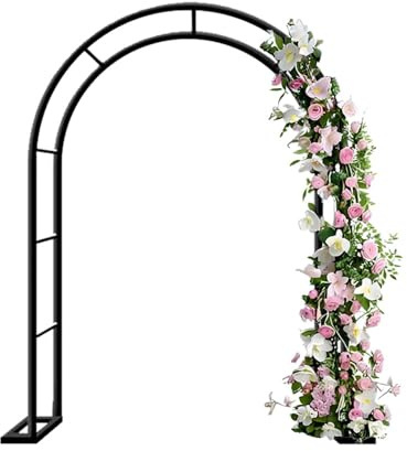 Arche de roses en métal robuste pour jardin de 3 m - Arche de mariage pour plantes grimpantes - Assemblage facile - Support stable - 300 cm x 250 cm - Parfait pour les roses - Finition noire