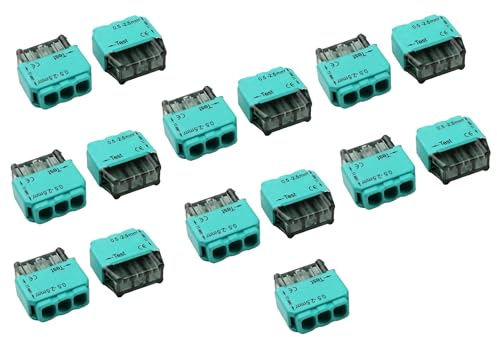 Set 15 pezzi - Morsettiera Rapida 3 Poli 24A 300V Connettore Cavi Rigidi Serie Quicky - Verde