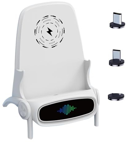 Soporte De Cargador Inalámbrico – PC ABS De 5,51 Pulgadas | Estación De Carga De Diseño De Silla | Soporte De Carga Rápida | Mini Soportee Para Teléfono Portátil | Cargador Móvil Magnético De Escritor