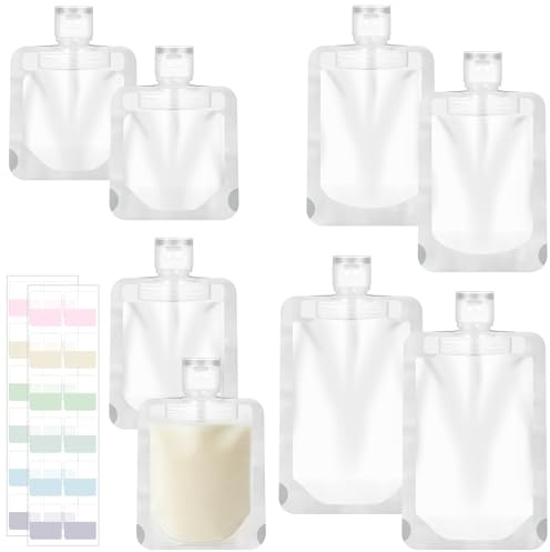 Lunhoo 8 Pack Travel Pouches for Toiletries, Pouches for Liquid with Labels, Portable Fluid Makeup Packing Bags for Lotion, Shampoo, Face Cream (30ml/50ml/80ml/100ml)
