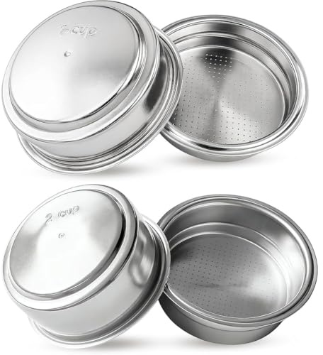 COYUN Filtro Cafetera,Juego de 2 Filtros de Acero Inoxidable,Filtros Ultrafinos de Acero Inoxidable,Apto para la Mayoría de Mangos(51 mm)