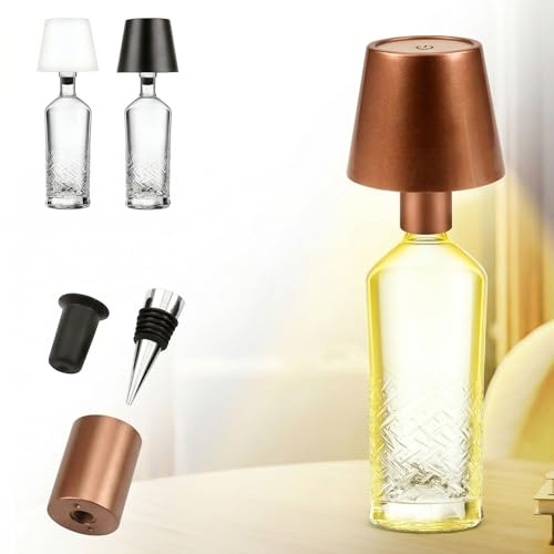 AddLiving LED-flasklampa | Batteridriven lampa med touch-funktion | Bottle | Sängbord dimbar | lampskärm | 3 ljusfärger | 56 lysdioder | väderbeständig IP44 | inkl. 3 flasktillbehör
