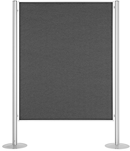 magnetoplan Präsentationswand-Set | BxH 5185x1800mm | Filz Grau | Made in Germany | Mit 4 doppelseitigen Pinntafeln im Systemrahmen | Mit 5 stabilen Achtkantsäulen