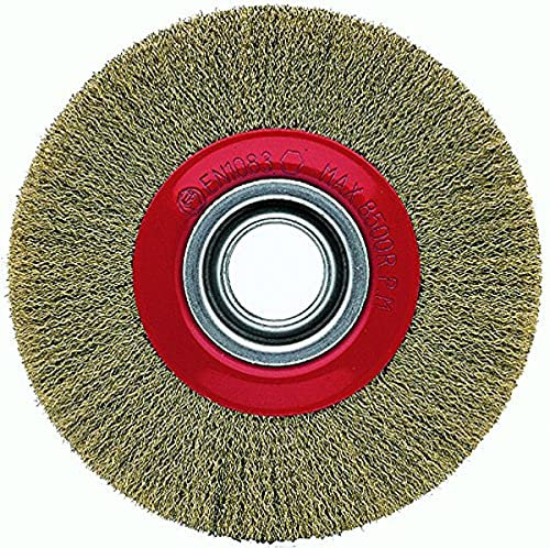 Bellota 50810-20020 - Brosse Circulaire en Fil de Fer pour Décaper - Brosse Rotative en Fil de Fer Laitonné Ondulé et Adaptateurs Multi-axes