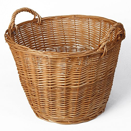 WEIDENPROFI Weidenkorb, Erntekorb aus heller Weide, rund mit Henkel, ca. Ø 48 cm x 35 cm hoch