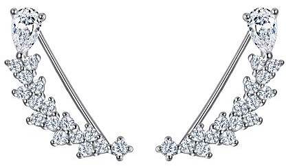 EVER FAITH® 925 Sterling Silber Cubic Zirkonia Ohrstecker Rebe Form Cuff Wrap Hook Ohrringe