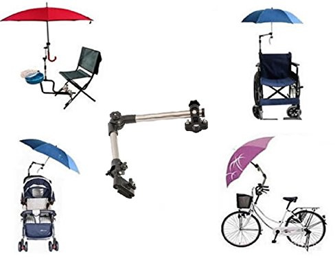LL-Golf Universal Schirmhalter für Fahrrad/Rollstuhl/Kinderwagen uvm | Auch für Angeln Stuhl / Golf Trolley Cart für RUNDE Elemente bis 2,5cm Durchmesser