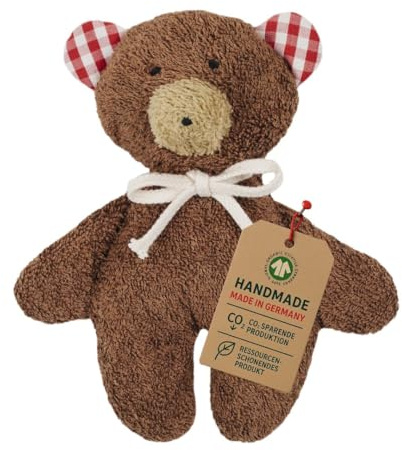 Efie Bio-Rassel Teddy braun – Bio-Baumwolle (kbA), GOTS-zertifiziert – Greifling ab Geburt – 100 % Made in Germany - nachhaltig
