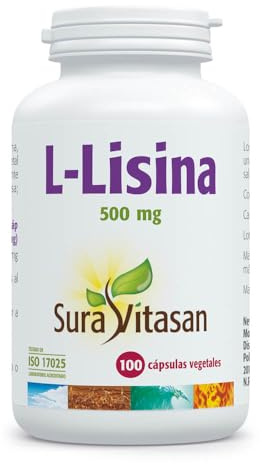 SURA VITASAN L-Lisina 500 mg 100 Cápsulas | Aminoácido Esencial en Forma Libre, Soporte Nutricional para Síntesis de Proteínas y Bienestar Orgánico