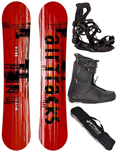 AIRTRACKS Snowboard Set (Paquete Completo) Tabla Linear Extra Wide (Hombre) 155 + Fijaciones Master + Boots Master QL 43 + SB Bag