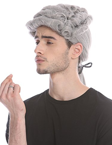 WIG ME UP - DH1126-ZA68E Barocke Herren Perücke Edelmann Lord Richter Hofkomponist Dichter grau lockig langer Zopf