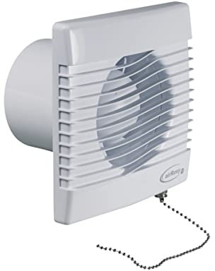Europart Abluft Ventilator Lüfter 100er 15W 2400 U/min Wohnraumventilator Wandventilator easyPART 1000030584-000 Badventilator mit Zugschalter und Netzstecker für Wand Bad Toilette Feuchtraum