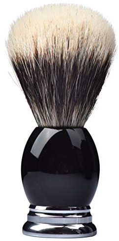 JEQUIL&CORENVEO Fine Silvertip Badger Bristle Shaving Brush, With Heavy Weight Resin Base (Curved Top)