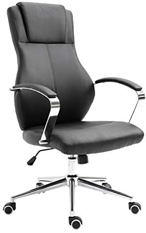 SVITA Mellow Bürostuhl Ergonomischer Schreibtischstuhl höhenverstellbar Drehstuhl Armlehnen Racing-Stuhl Chefsessel Kunstleder Schwarz