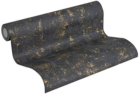 Carta Da Parati Vintage Blooming Carta da parati tessuto non tessuto 10.05 m x 0.53 m Nero Oro Prodotto in Germania da A.S. Création 230782 2307-82