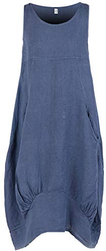 Storm Island DT016 Ladies Italian Sleeveless Linen Dress Women's Side Ribbed Lagenlook Plain Top