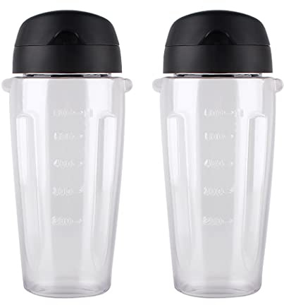 Joyparts 2 vasos de repuesto con tapas, botella de batido de 20 onzas, compatible con licuadora Oster Classic Series