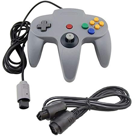 DARLINGTON & Sohns - Controller grigio per Nintendo 64 N64 Joystick grigio Gamepad Joypad + prolunga Extansion Gamepad