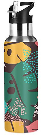 MNSRUU - Borraccia sportiva Monstera Leaves in acciaio inox, con isolamento sottovuoto, 567 ml