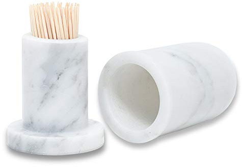 JIMEI Marble Toothpick Holder with Lid, Toothpick Dispenser Jar Box, marble salt and pepper shakers, Toothpicks Container Case Cute Toothpick Organizer for Home, Kitchen, Restaurant